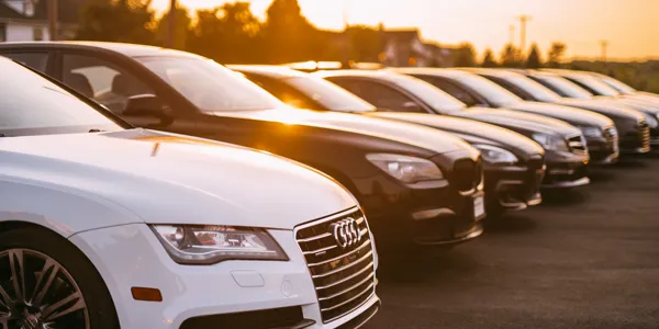 image of cars at a car dealer lot